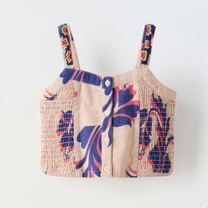 NWT Zara Beaded Printed Top Tank Crop Style Girl’s XL (13-14) (Like Women’s XS)